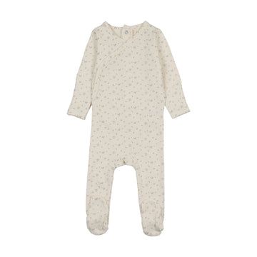Lilette Printed Wrapover Footie - Cream/Blue