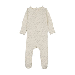 Lilette Printed Wrapover Footie - Cream/Blue