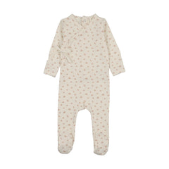 Lilette Printed Wrapover Footie - Cream/Pink