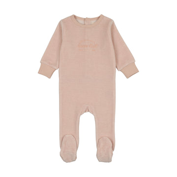 Lil Legs Pink Stripe Pitter Patter Velour Stripe Footie