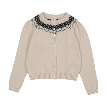 Analogy by Lil Legs Cream/Blue Heirloom Knits Cardigan