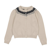 Analogy by Lil Legs Cream/Blue Heirloom Knits Cardigan