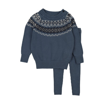 Analogie by Lil Legs Dried Blue Heirloom Knits Toddler Boy Set