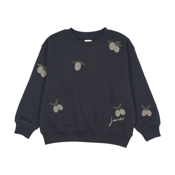 Analogy by Lil Legs Navy Wardrobe Staples Olive Patch Sweatshirt