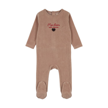Analogy by Lil Legs Dried Rose Velour Vibes Velour Baby Footie