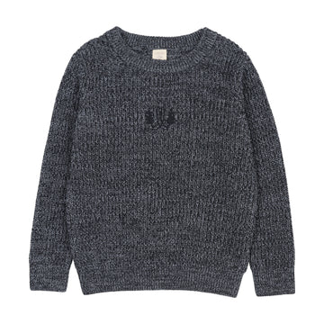 Analogy by Lil Legs Navy Signature Collection Marled Boys Crew Neck