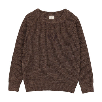 Analogy by Lil Legs Chocolate Brown Signature Collection Marled Boys Crew Neck