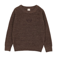 Analogy by Lil Legs Chocolate Brown Signature Collection Marled Boys Crew Neck