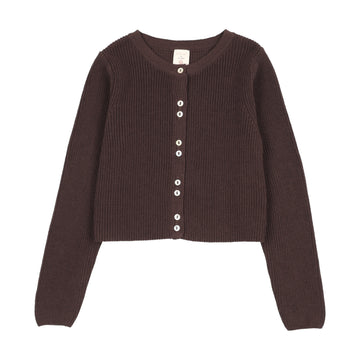 Analogy by Lil Legs Chocolate Brown Signature Collection Fine Knit Cardigan