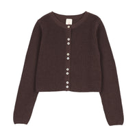 Analogy by Lil Legs Chocolate Brown Signature Collection Fine Knit Cardigan