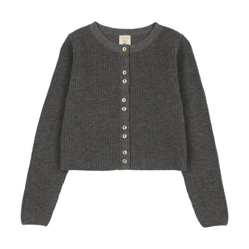 Analogy by Lil Legs Mid Grey Signature Collection Fine Knit Cardigan