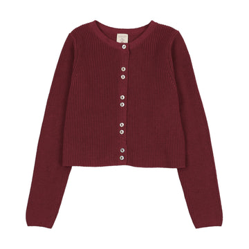 Analogy by Lil Legs Deep Red Signature Collection Fine Knit Cardigan