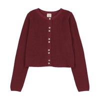 Analogy by Lil Legs Deep Red Signature Collection Fine Knit Cardigan