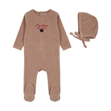 Analogy by Lil Legs Dried Rose Velour Vibes Velour Baby Footie Set