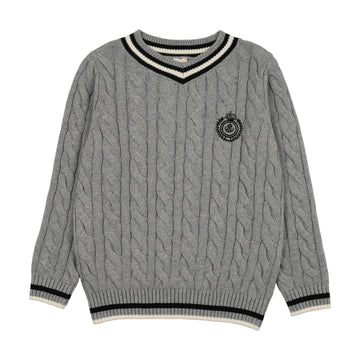 Analogy by Lil Legs Light Gray Heather Limited Capsule Cable Sweater