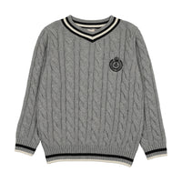 Analogy by Lil Legs Light Gray Heather Limited Capsule Cable Sweater