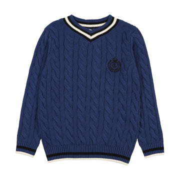 Analogy by Lil Legs Bellwether Blue Limited Capsule Cable Sweater