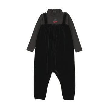 Lil Legs Black Maxi Loungewear Jacquard Romper