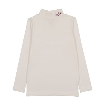 Analogy by Lil Legs Cream Signature Collection Embroidered Mockneck