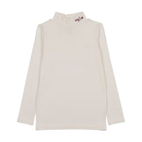Analogy by Lil Legs Cream Signature Collection Embroidered Mockneck