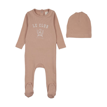 Analogy by Lil Legs Bud Pink Lil People Varsity Crest Footie Set
