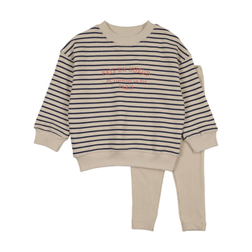 Analogy by Lil Legs Stripe Print Lil People Bold Boy Stripe Sweatshirt Set