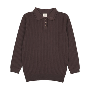 Analogy by Lil Legs Chocolate Brown Signature Collection Boys Knit Polo
