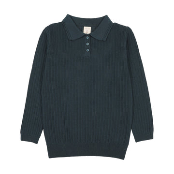 Analogy by Lil Legs Deep Teal Signature Collection Boys Knit Polo