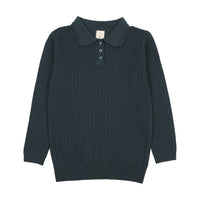 Analogy by Lil Legs Deep Teal Signature Collection Boys Knit Polo