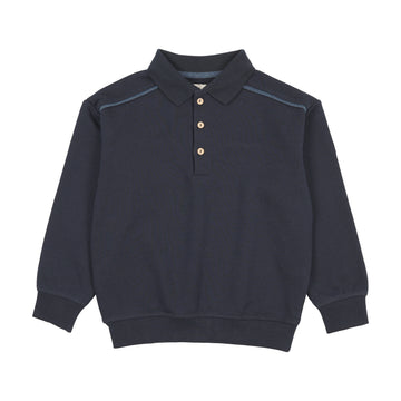 Analogy by Lil Legs Navy Sweet Campaign Denim Trim Polo Sweatshirt