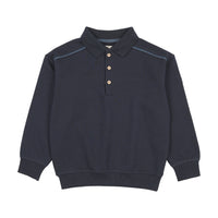 Analogy by Lil Legs Navy Sweet Campaign Denim Trim Polo Sweatshirt