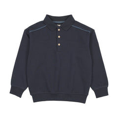 Analogy by Lil Legs Navy Sweet Campaign Denim Trim Polo Sweatshirt