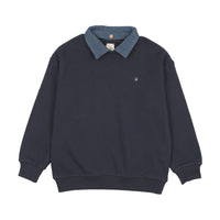 Analogy by Lil Legs Navy Sweet Campaign Denim Removable Collar Sweatshirt