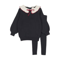 Lil Legs Navy Signature Collection Ruffle Collar Knit Toddler Set - Girl