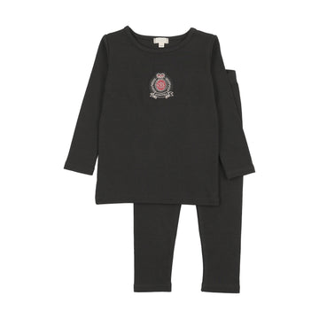 Lil Legs Black Maxi Loungewear Classic Lounge Set