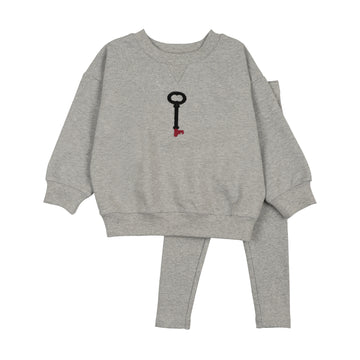 Analogy by Lil Legs Light Gray Heather Limited Capsule Sweatshirt Set -Toddler