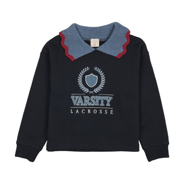 Analogy by Lil Legs Navy Denim Fan Club Girls Sweatshirt