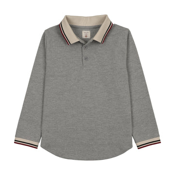 Analogy by Lil Legs Light Gray Heather Limited Capsule Polo Ls