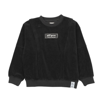 Analogy by Lil Legs Black Velour Vibes Velour Boys Sweatshirt