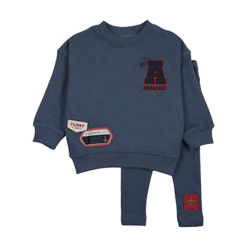 Analogy by Lil Legs Vintage Blue Wardrobe Staples Patch Toddler Set