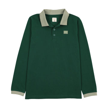 Analogy by Lil Legs Varsity Green Wardrobe Staples Contrast Collar Polo