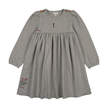Analogy by Lil Legs Light Gray Heather Limited Capsule Embroidered Dress