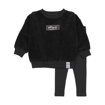 Analogy by Lil Legs Black Velour Vibes Velour Boys Set