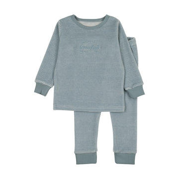 Lil Legs Blue Stripe Pitter Patter Velour Lounge Set