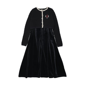 Lil Legs Navy Maxi Loungewear Crest Maxi Cardigan Set