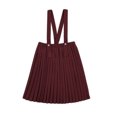 Analogy by Lil Legs Burgundy Signature Collection Knife Pleated Suspender Skirt