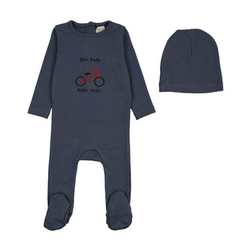 Analogy by Lil Legs Vintage Blue Lil People Bike Footie Set