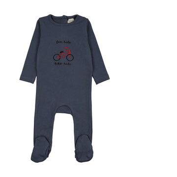 Lilette by Lil Legs Off Navy Cotton Bicycle Footie