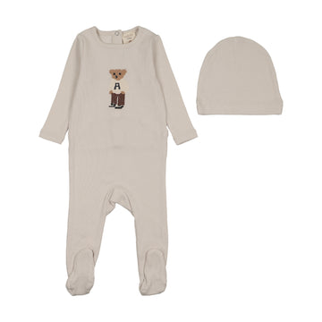 Analogy by Lil Legs Ivory Lil People Bear Footie Set