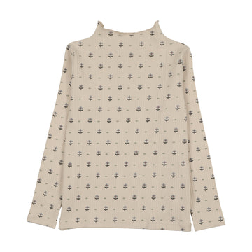 Analogy by Lil Legs Cream Print Wardrobe Staples Grid Floral Funnel Neck